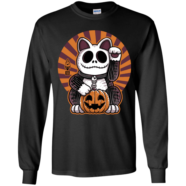 T-Shirts Black / YS Halloween Neko Youth Long Sleeve T-Shirt