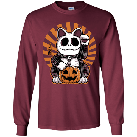 T-Shirts Maroon / YS Halloween Neko Youth Long Sleeve T-Shirt