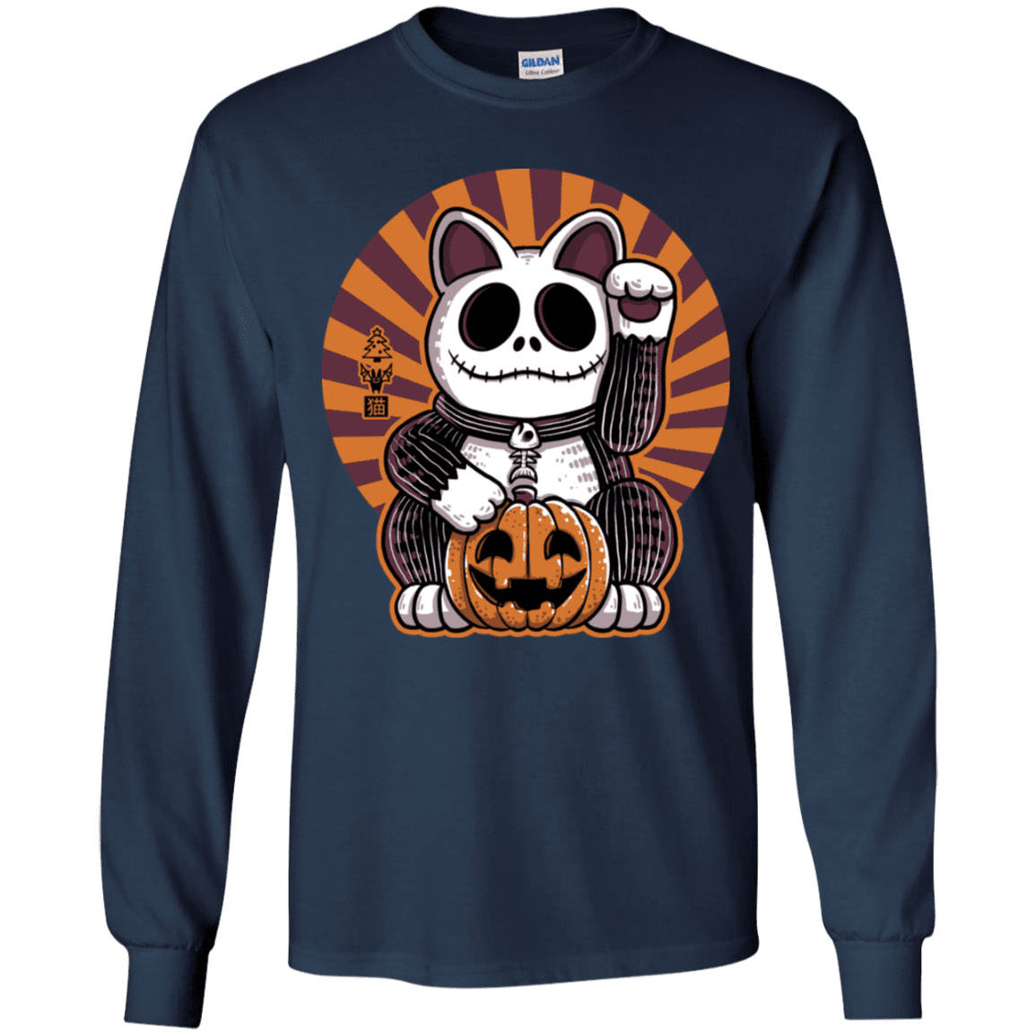 T-Shirts Navy / YS Halloween Neko Youth Long Sleeve T-Shirt