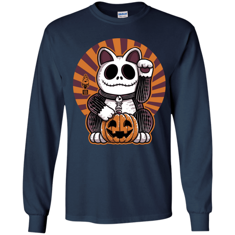 T-Shirts Navy / YS Halloween Neko Youth Long Sleeve T-Shirt