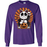 T-Shirts Purple / YS Halloween Neko Youth Long Sleeve T-Shirt