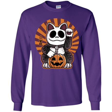 T-Shirts Purple / YS Halloween Neko Youth Long Sleeve T-Shirt