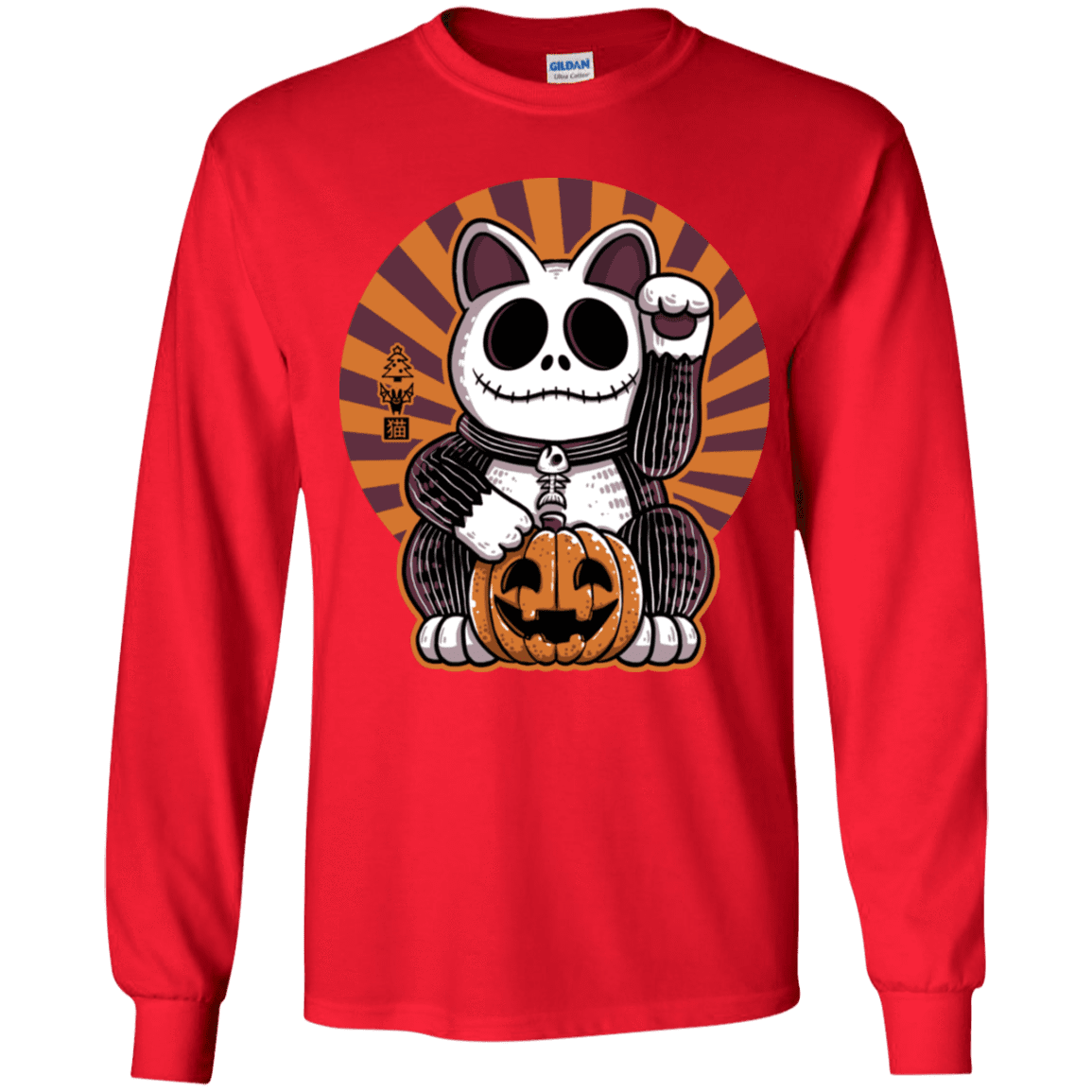 T-Shirts Red / YS Halloween Neko Youth Long Sleeve T-Shirt