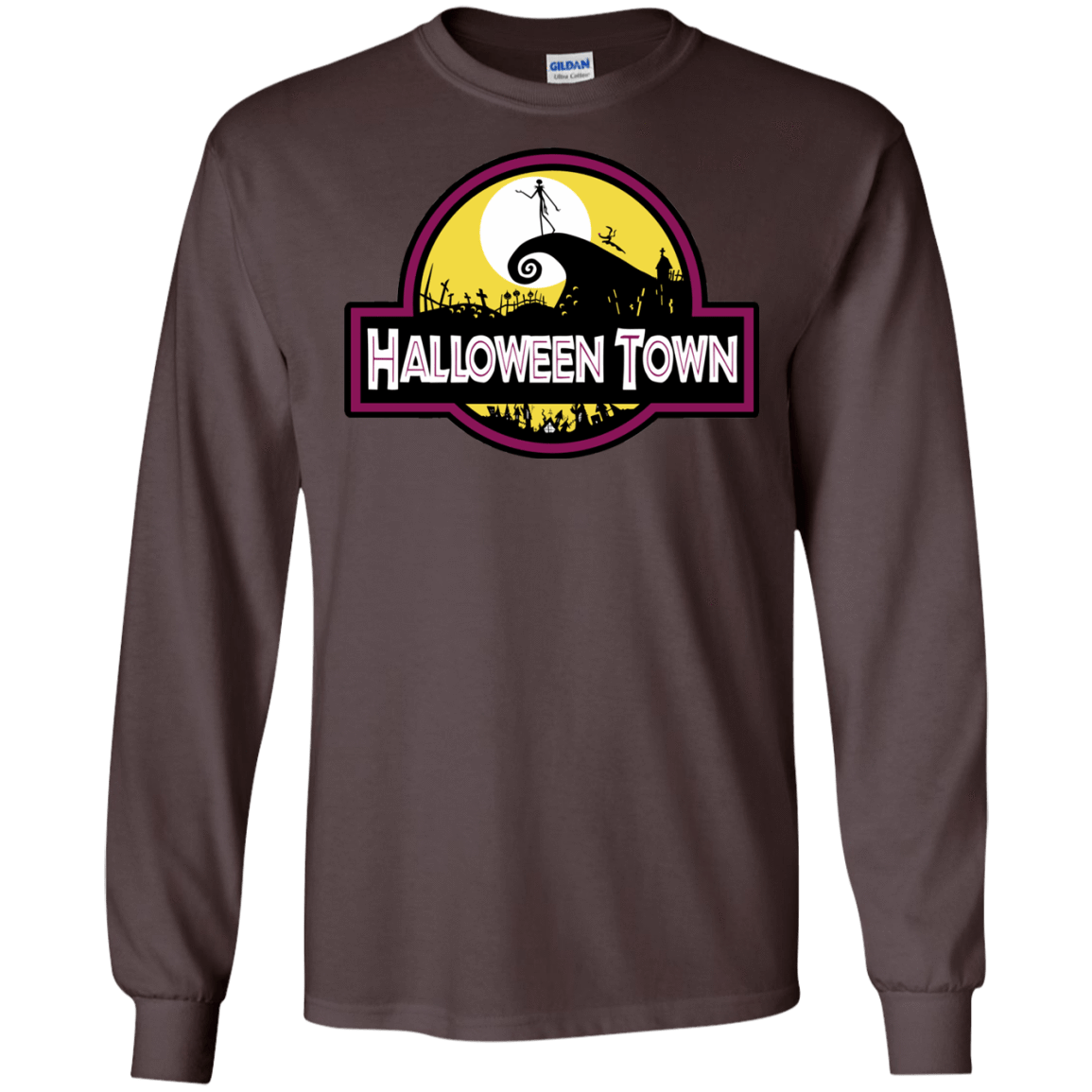 T-Shirts Dark Chocolate / S Halloween Town Men's Long Sleeve T-Shirt