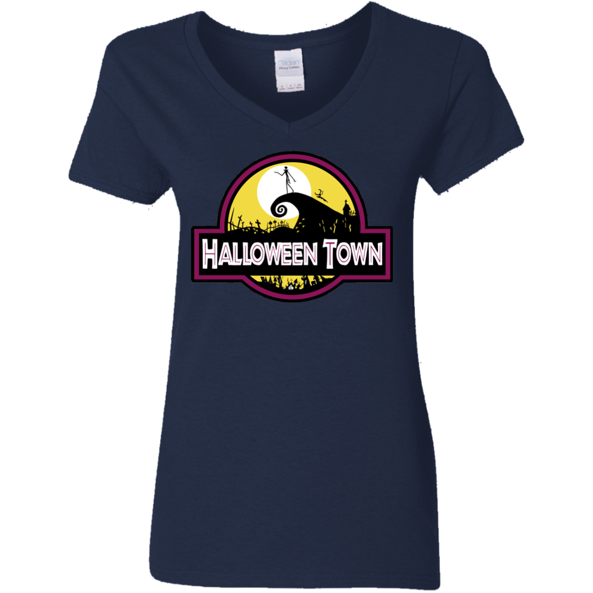 T-Shirts Navy / S Halloween Town Women's V-Neck T-Shirt