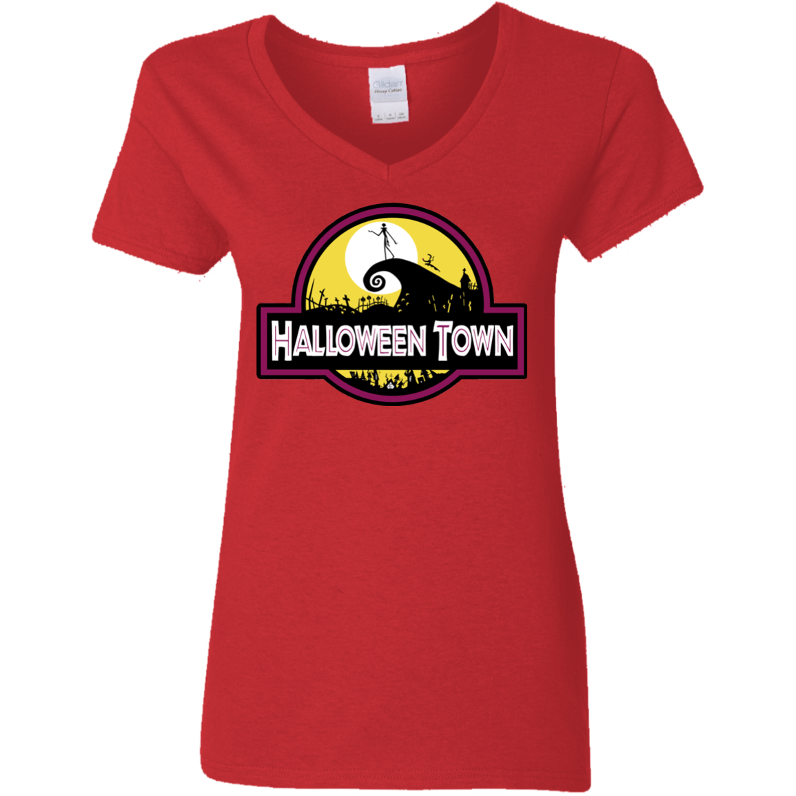 T-Shirts Red / S Halloween Town Women's V-Neck T-Shirt