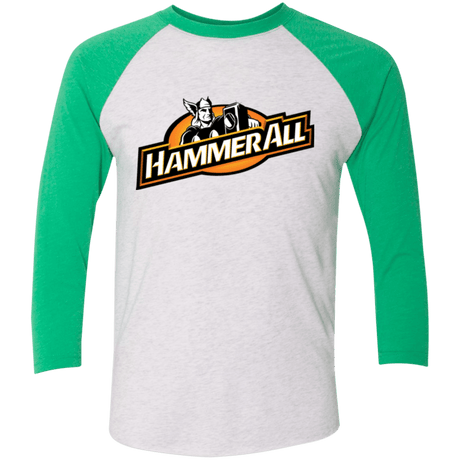 T-Shirts Heather White/Envy / X-Small Hammerall Men's Triblend 3/4 Sleeve