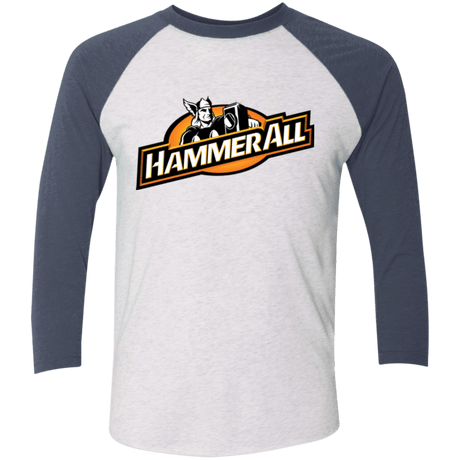 T-Shirts Heather White/Indigo / X-Small Hammerall Men's Triblend 3/4 Sleeve