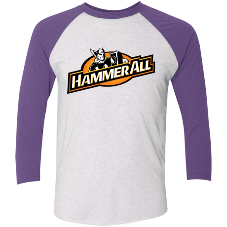T-Shirts Heather White/Purple Rush / X-Small Hammerall Men's Triblend 3/4 Sleeve