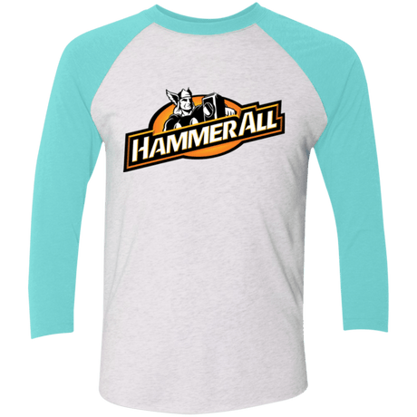 T-Shirts Heather White/Tahiti Blue / X-Small Hammerall Men's Triblend 3/4 Sleeve
