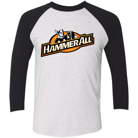 T-Shirts Heather White/Vintage Black / X-Small Hammerall Men's Triblend 3/4 Sleeve