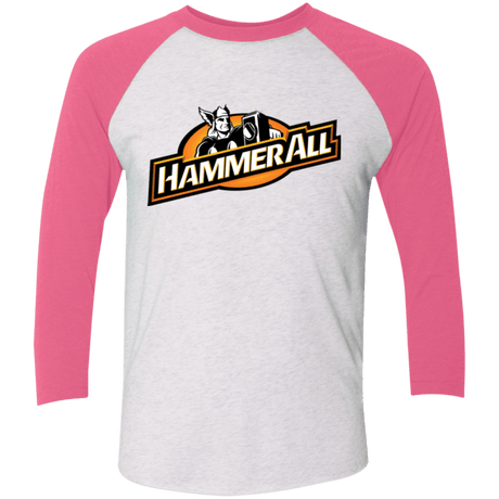 T-Shirts Heather White/Vintage Pink / X-Small Hammerall Men's Triblend 3/4 Sleeve