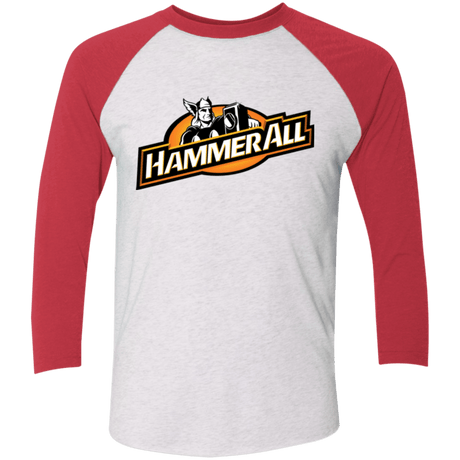 T-Shirts Heather White/Vintage Red / X-Small Hammerall Men's Triblend 3/4 Sleeve