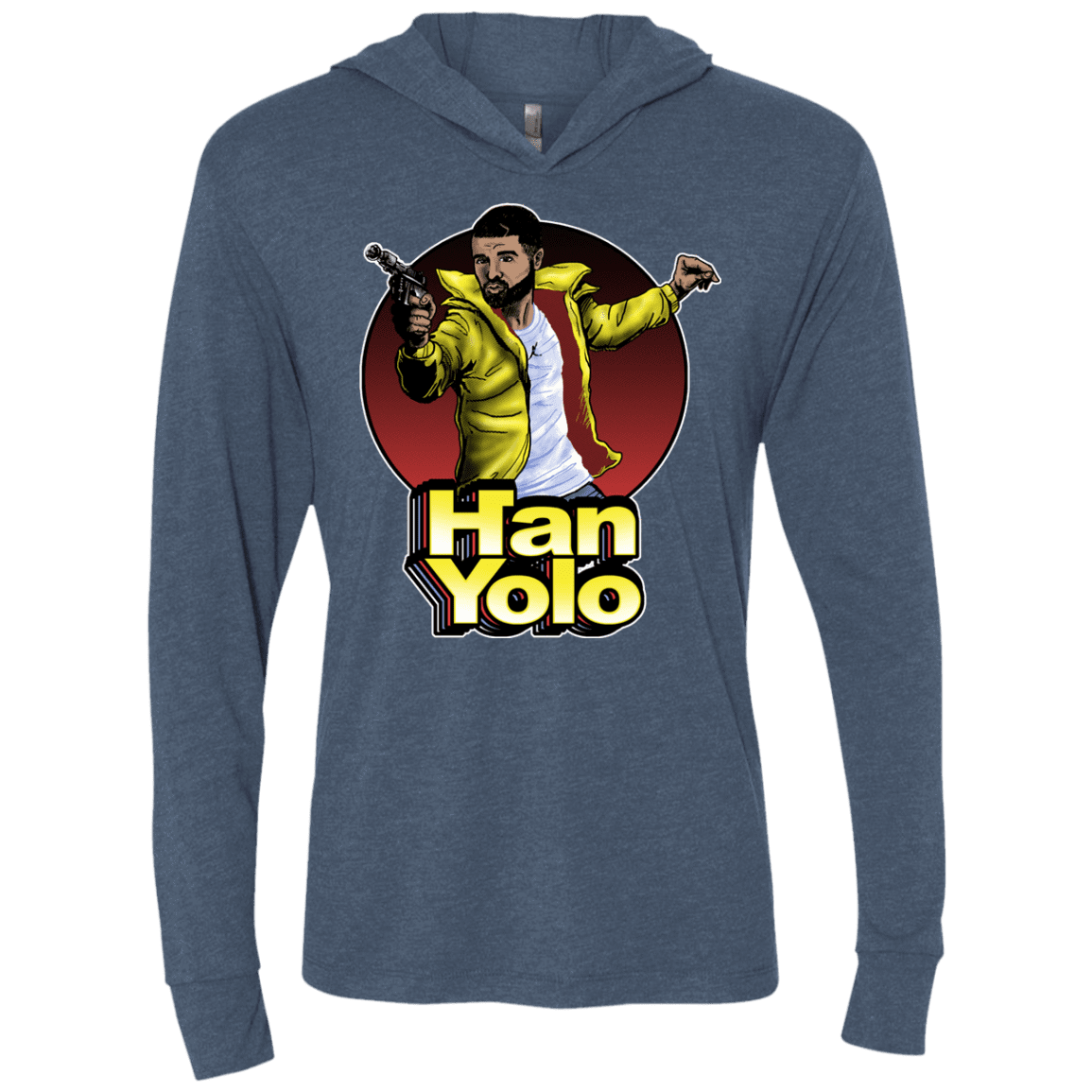 T-Shirts Indigo / X-Small Han Yolo Triblend Long Sleeve Hoodie Tee