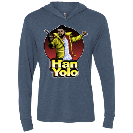 T-Shirts Indigo / X-Small Han Yolo Triblend Long Sleeve Hoodie Tee