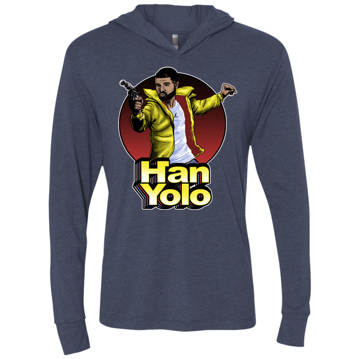 T-Shirts Vintage Navy / X-Small Han Yolo Triblend Long Sleeve Hoodie Tee