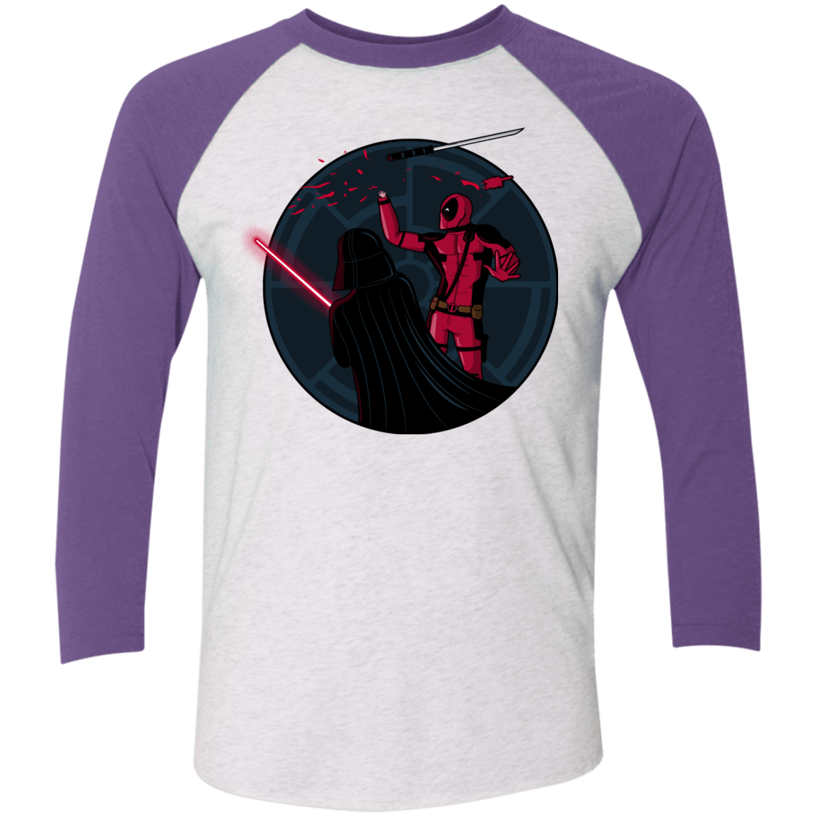 T-Shirts Heather White/Purple Rush / X-Small Hand 2.0 Men's Triblend 3/4 Sleeve