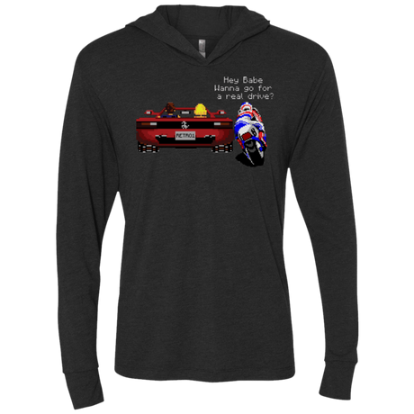 T-Shirts Vintage Black / X-Small Hang On to Outrun Triblend Long Sleeve Hoodie Tee