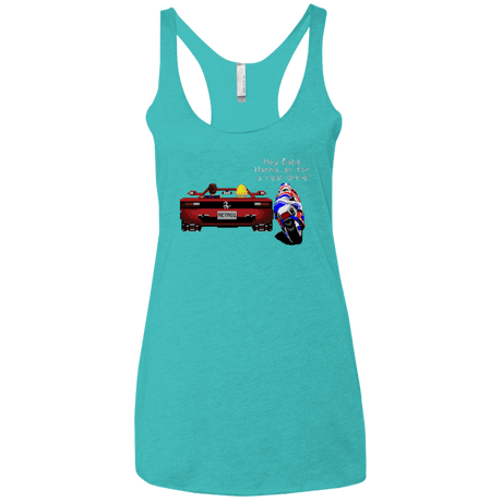 T-Shirts Tahiti Blue / X-Small Hang On to Outrun Women's Triblend Racerback Tank