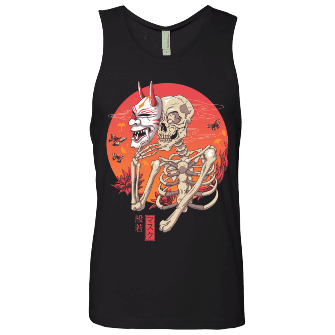 T-Shirts Black / S Hannya Yokai Mask Men's Premium Tank Top