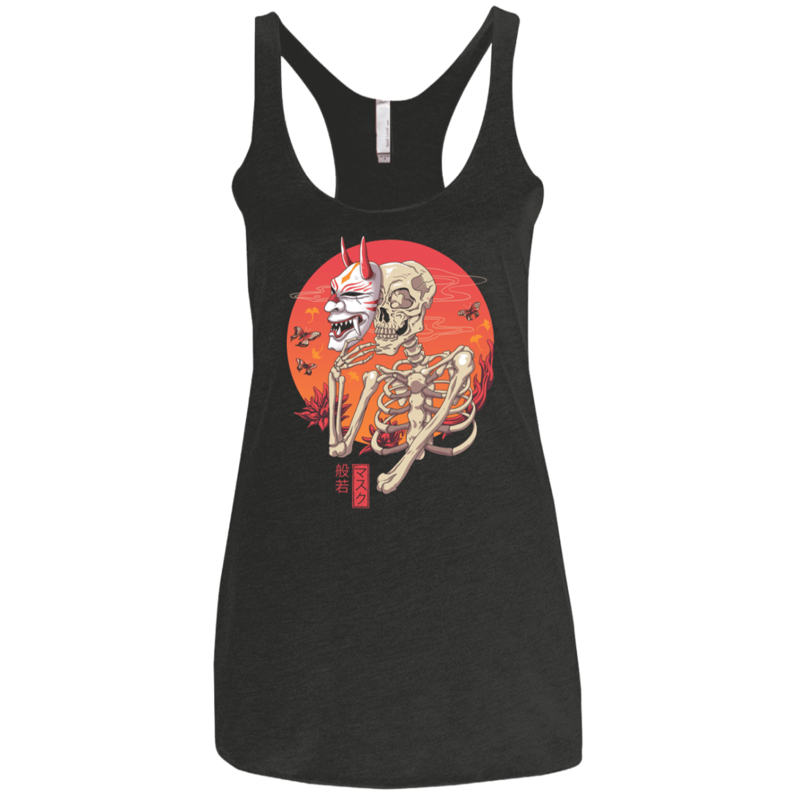 T-Shirts Vintage Black / X-Small Hannya Yokai Mask Women's Triblend Racerback Tank