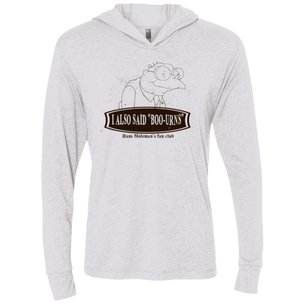 T-Shirts Heather White / X-Small Hans Moleman Fans Club Triblend Long Sleeve Hoodie Tee