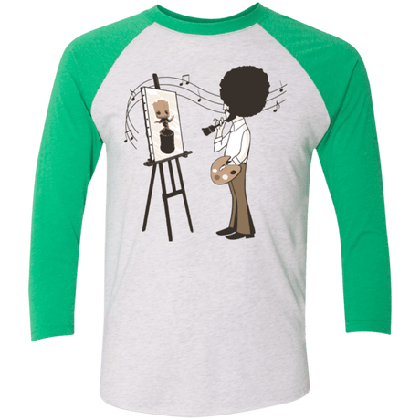 T-Shirts Heather White/Envy / X-Small Happy Little Tree Men's Triblend 3/4 Sleeve