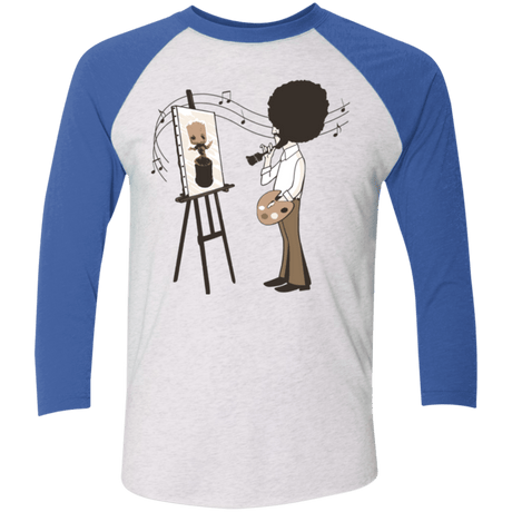 T-Shirts Heather White/Vintage Royal / X-Small Happy Little Tree Men's Triblend 3/4 Sleeve