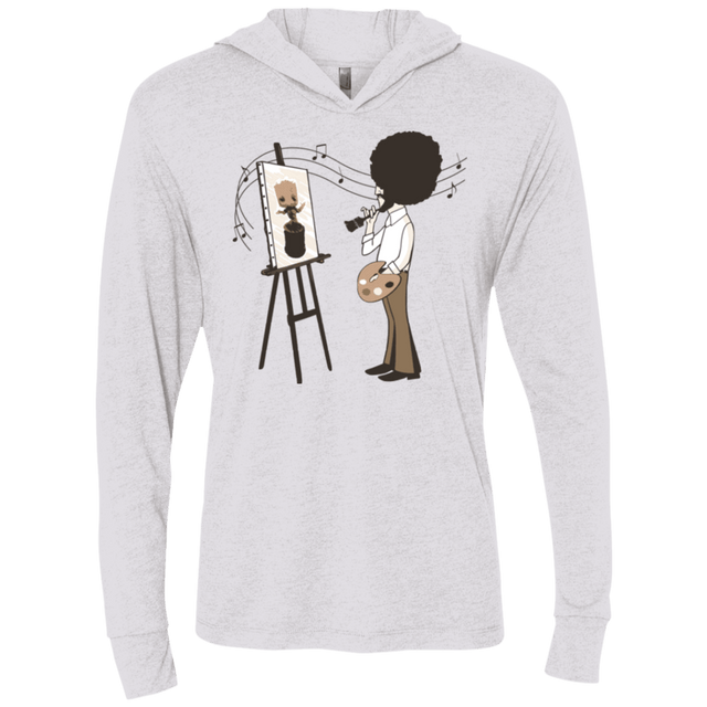 T-Shirts Heather White / X-Small Happy Little Tree Triblend Long Sleeve Hoodie Tee