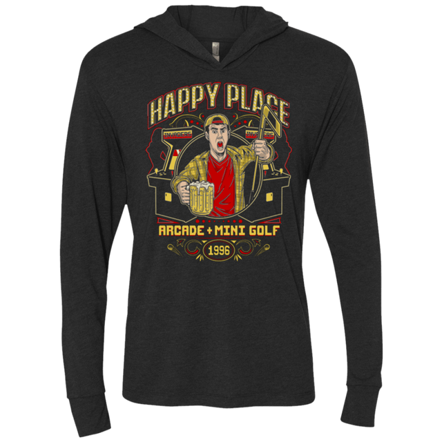 T-Shirts Vintage Black / X-Small HAPPY PLACE Triblend Long Sleeve Hoodie Tee