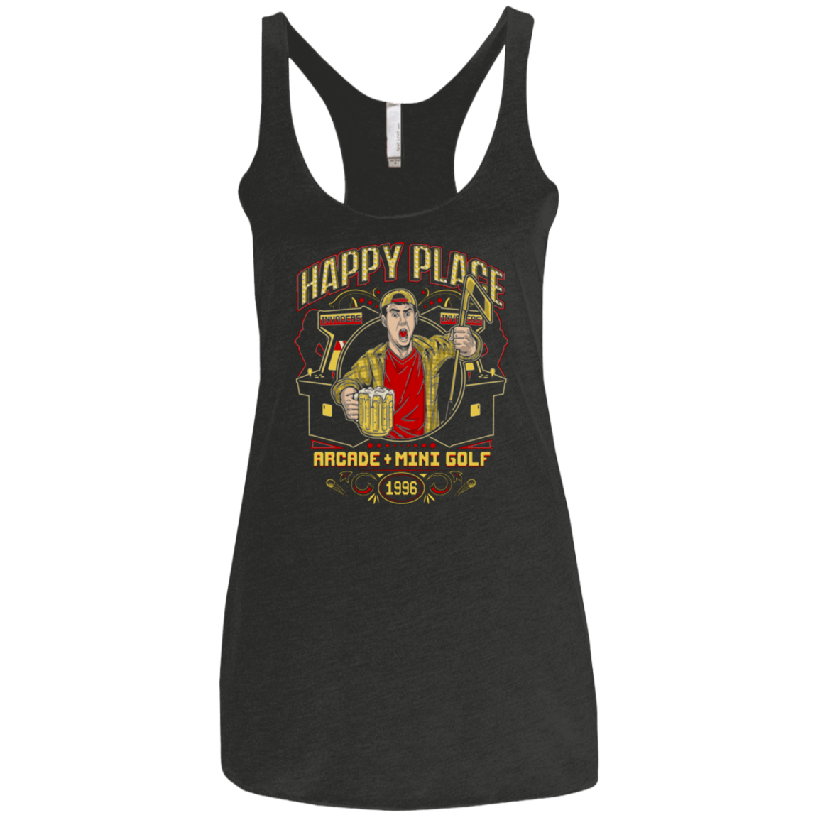 T-Shirts Vintage Black / X-Small HAPPY PLACE Women's Triblend Racerback Tank