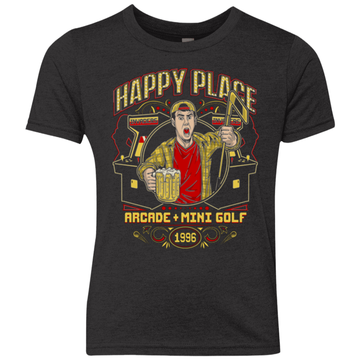 T-Shirts Vintage Black / YXS HAPPY PLACE Youth Triblend T-Shirt