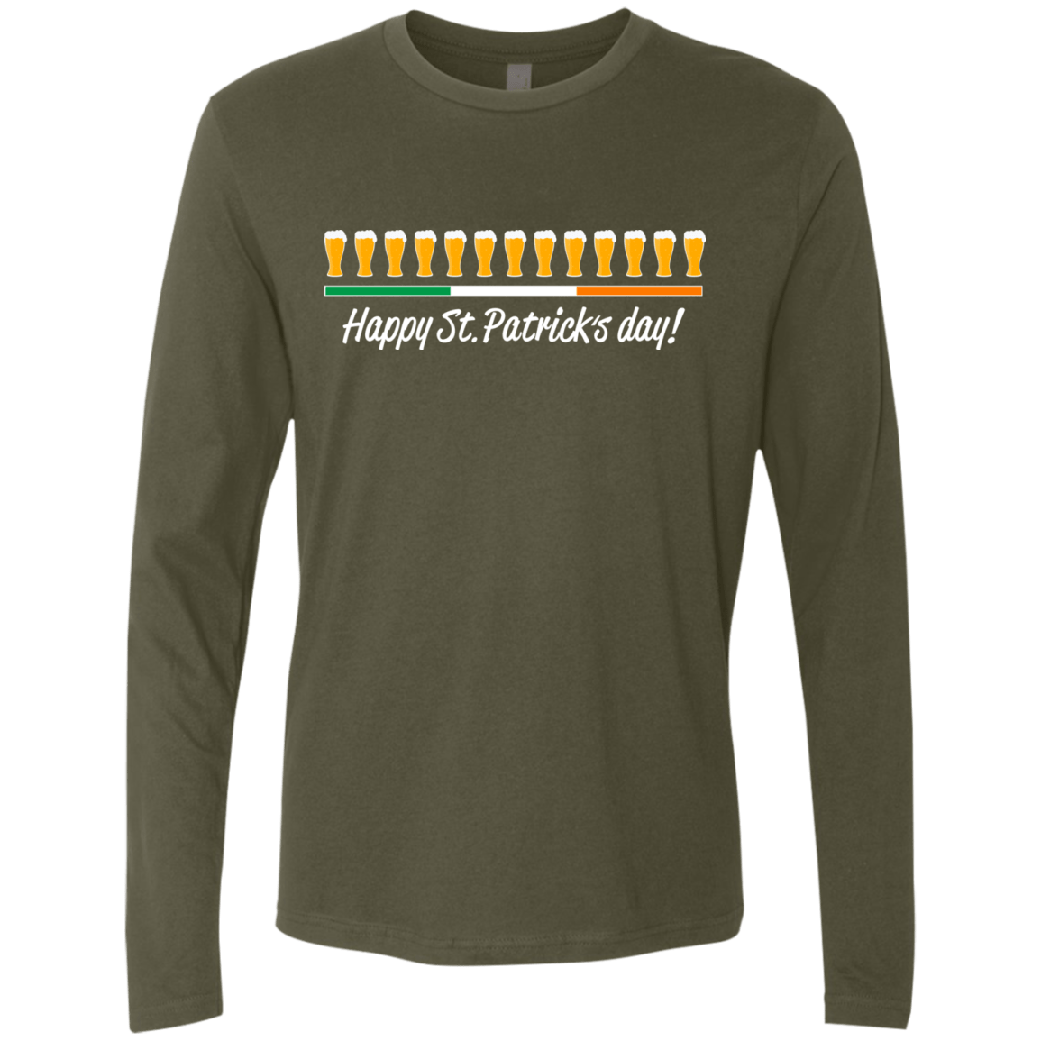 T-Shirts Military Green / Small Happy St.Patricks Day Men's Premium Long Sleeve