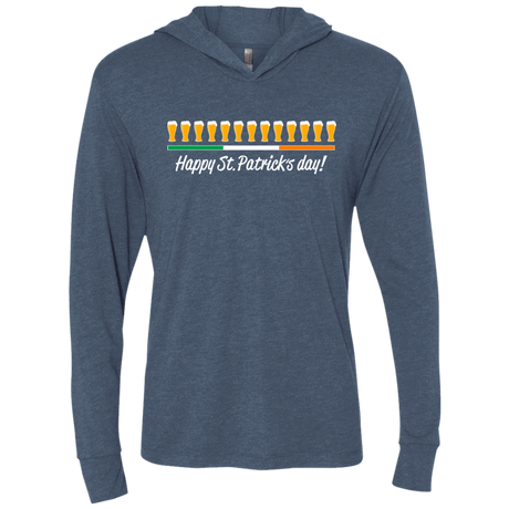 T-Shirts Indigo / X-Small Happy St.Patricks Day Triblend Long Sleeve Hoodie Tee