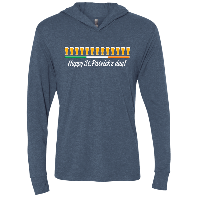 T-Shirts Indigo / X-Small Happy St.Patricks Day Triblend Long Sleeve Hoodie Tee