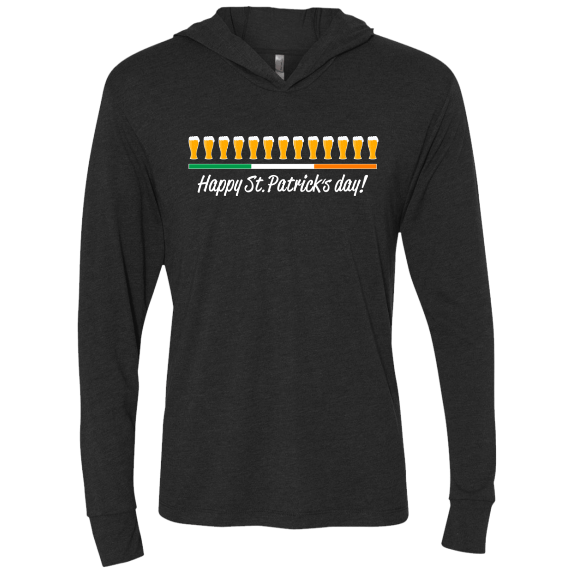 T-Shirts Vintage Black / X-Small Happy St.Patricks Day Triblend Long Sleeve Hoodie Tee