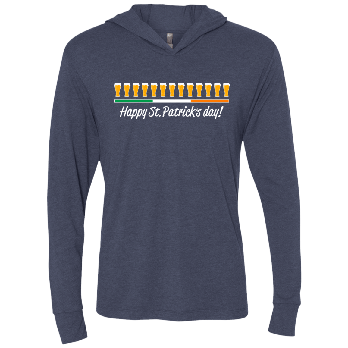 T-Shirts Vintage Navy / X-Small Happy St.Patricks Day Triblend Long Sleeve Hoodie Tee