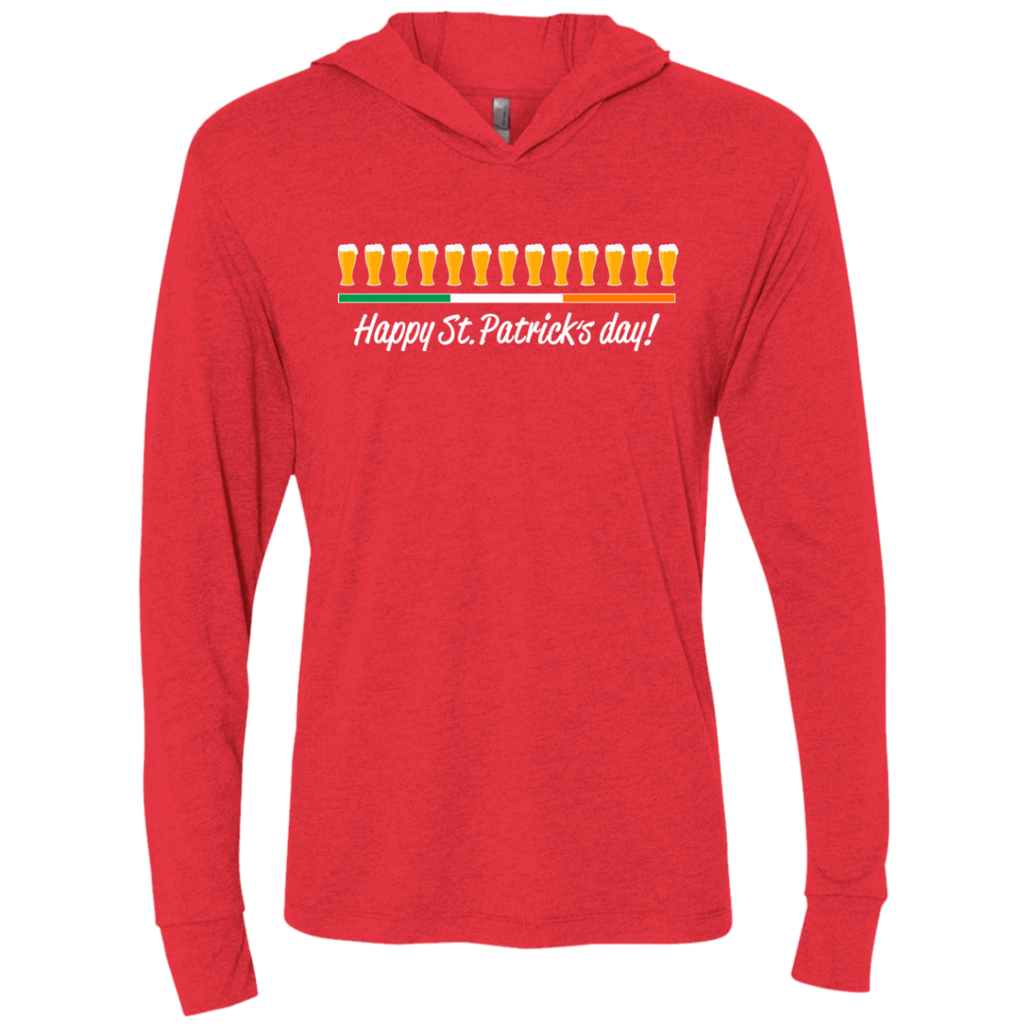 T-Shirts Vintage Red / X-Small Happy St.Patricks Day Triblend Long Sleeve Hoodie Tee