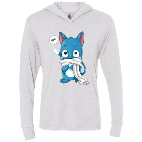 T-Shirts Heather White / X-Small Happy Triblend Long Sleeve Hoodie Tee