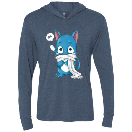 T-Shirts Indigo / X-Small Happy Triblend Long Sleeve Hoodie Tee