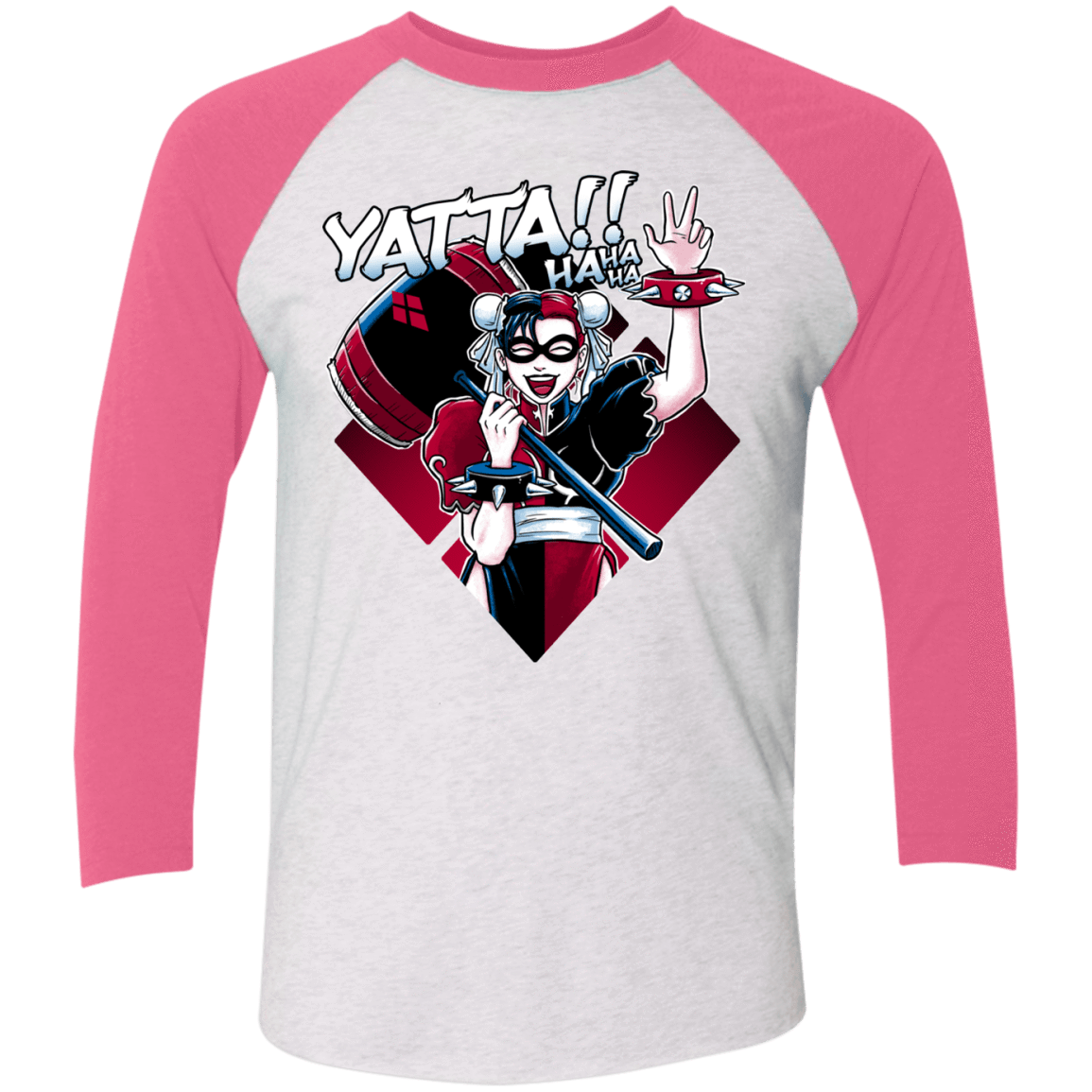 T-Shirts Heather White/Vintage Pink / X-Small Harley Yatta Triblend 3/4 Sleeve