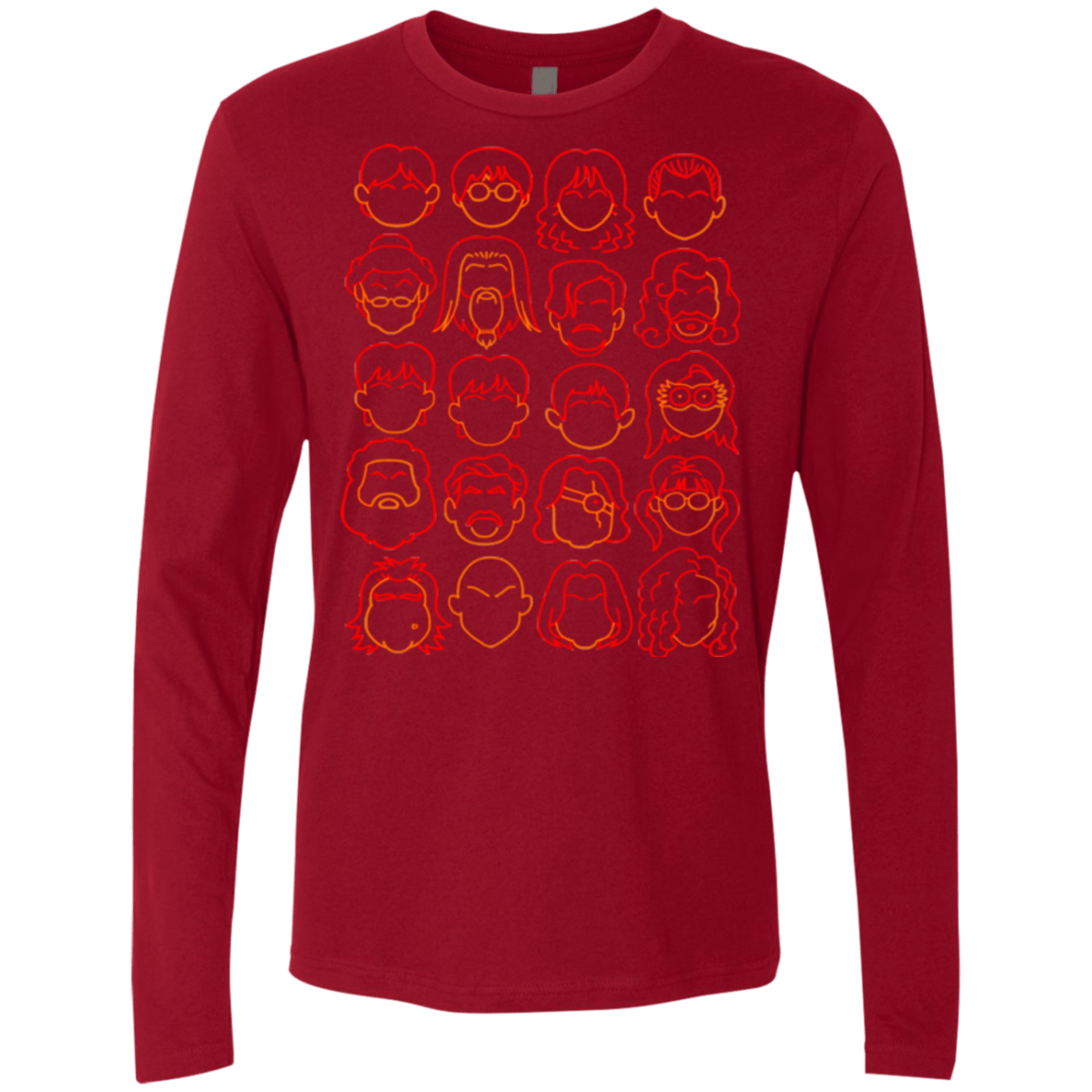 T-Shirts Cardinal / Small Harry Potter line heads Men's Premium Long Sleeve