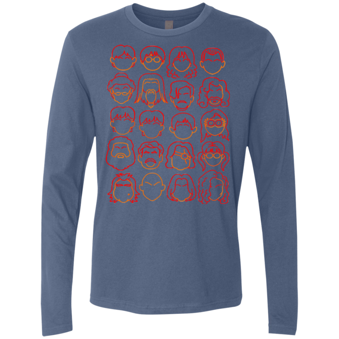 T-Shirts Indigo / Small Harry Potter line heads Men's Premium Long Sleeve