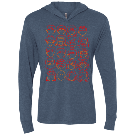 T-Shirts Indigo / X-Small Harry Potter line heads Triblend Long Sleeve Hoodie Tee