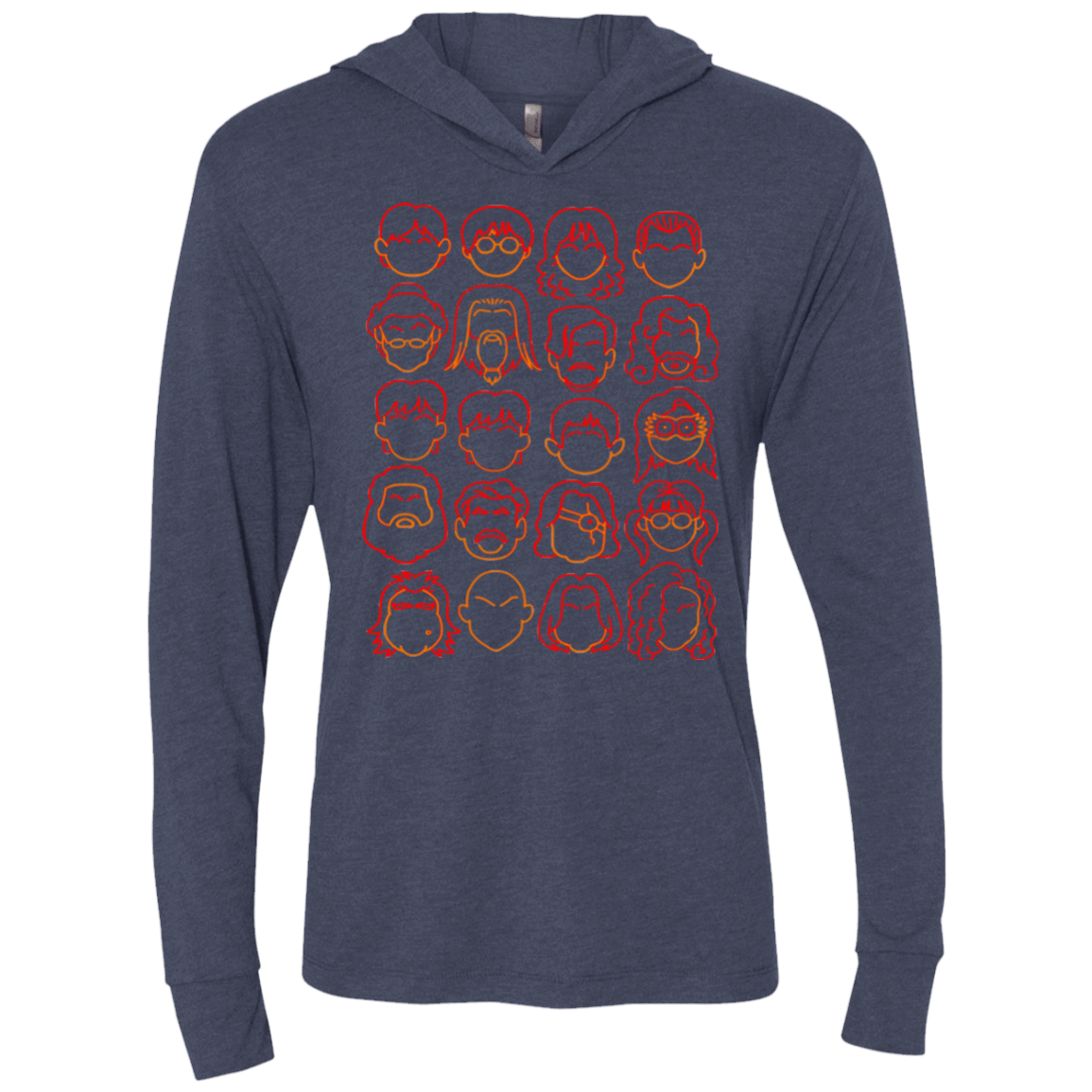 T-Shirts Vintage Navy / X-Small Harry Potter line heads Triblend Long Sleeve Hoodie Tee