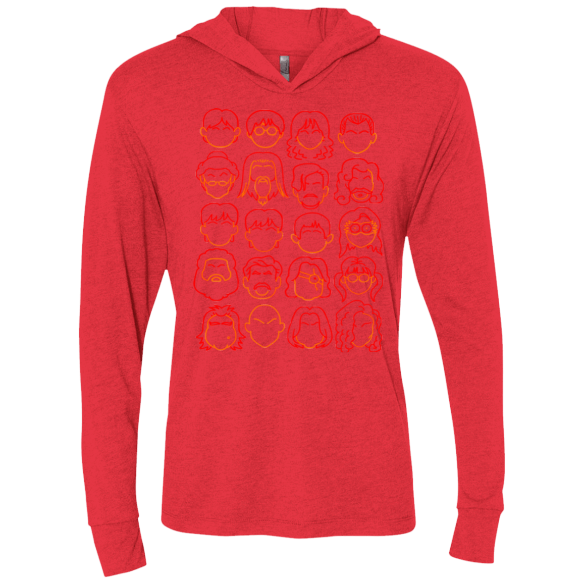 T-Shirts Vintage Red / X-Small Harry Potter line heads Triblend Long Sleeve Hoodie Tee