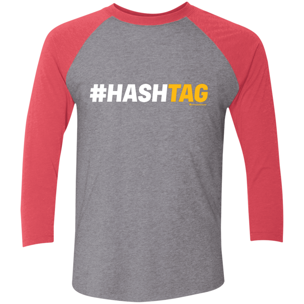 T-Shirts Premium Heather/ Vintage Red / X-Small Hashtag Men's Triblend 3/4 Sleeve
