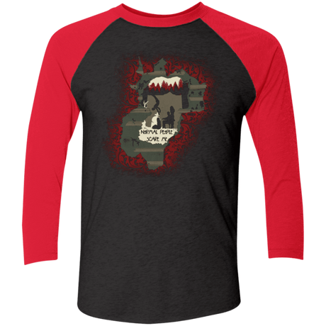 T-Shirts Vintage Black/Vintage Red / X-Small Haunted House Triblend 3/4 Sleeve
