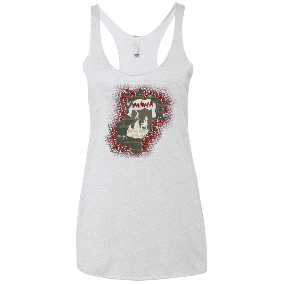 T-Shirts Heather White / X-Small Haunted House Women's Triblend Racerback Tank