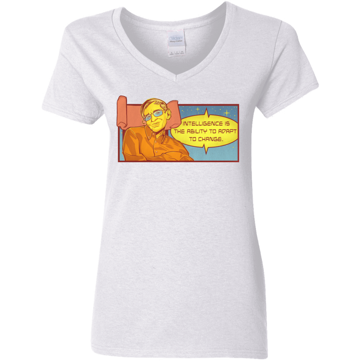 T-Shirts White / S HAWKING intelligance Women's V-Neck T-Shirt